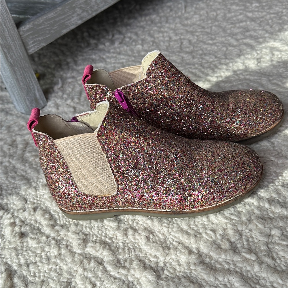 Mini Boden Multicolor Glitter ankle Chelsea Zipper Boots. NWOT size EU 35/US 3.5